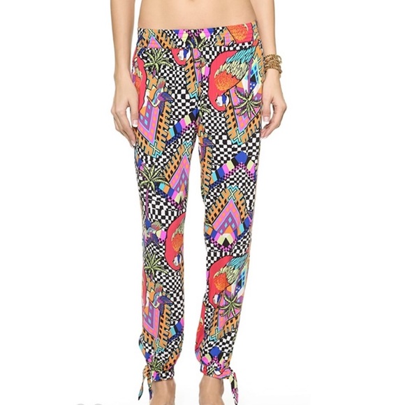 Mara Hoffman Pants - Mara Hoffman Checkered Bird Tropical Loros Voile Joggers